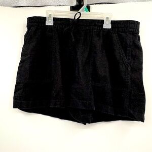 J. Crew Factory Black Linen Blend Tie Waist Shorts Size Medium